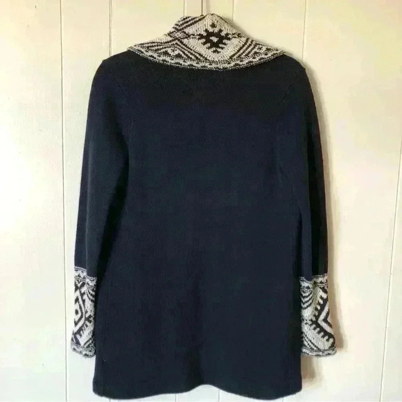 Lauren Ralph Lauren Open Front Navy Aztec Cotton Blend Cardigan Size PXS - Picture 10 of 10
